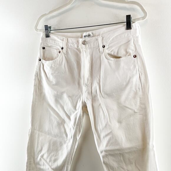 Agolde Parker High Rise Button Fly Crop Straight Leg Jeans White 27 / 4 - Picture 9 of 10
